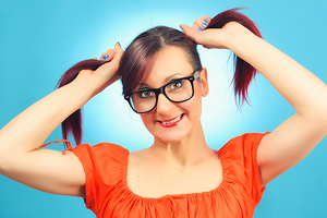 Francy - Smiling Woman with Glasses and Pigtails - Girl Portrait