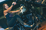 EICMA 2015 Ragazza Immagine in sella ad una Harley-Davidson