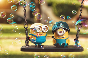 Minions Bob and Stuart - Playing with Bubbles