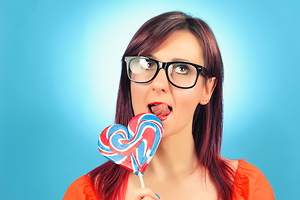 Francy - Woman with Sweet Candy Lollipop - Girl Portrait
